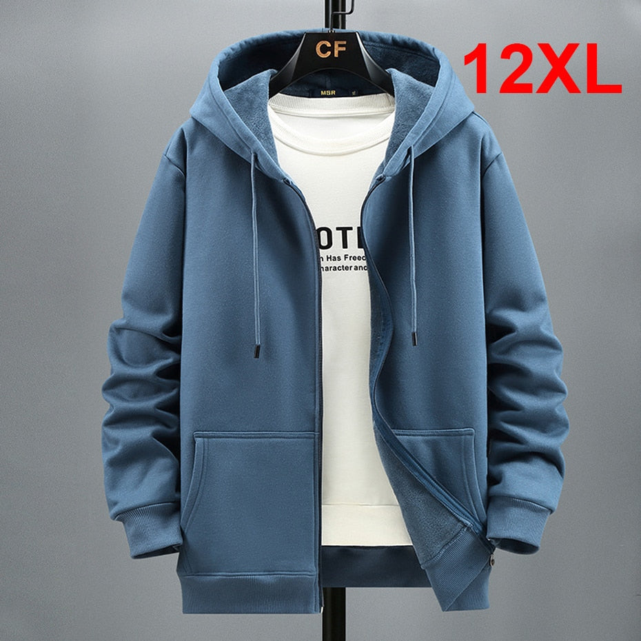 Plus Size 10xl 12xl Hoodie Men Autumn Winter Fleece Hoodies Solid