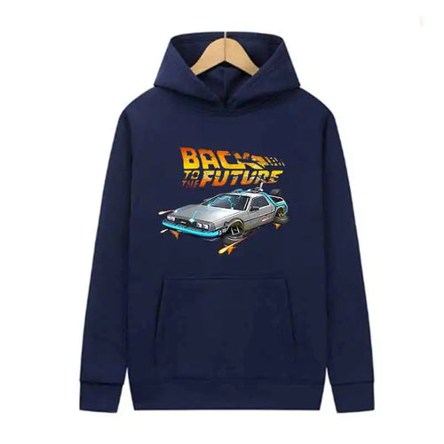 Retro DeLorean Car Print Hoodie for Men