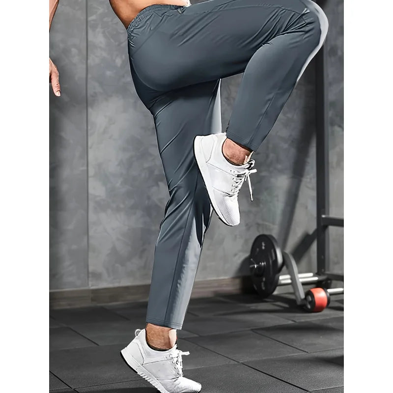 Men's Fitness Pants Zippered Pockets Stretch Sports Pants Running