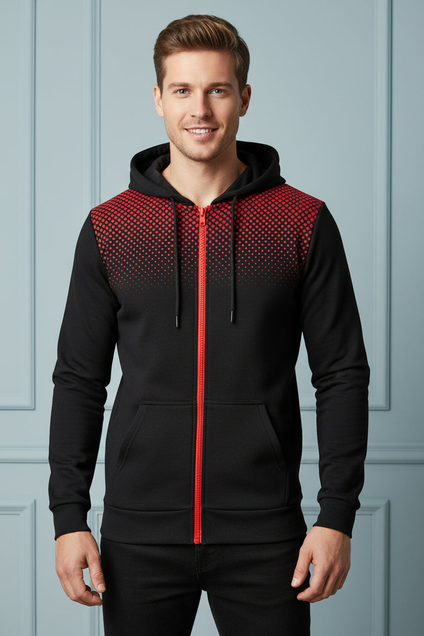 Men Casual Print Zip Up Hoodie