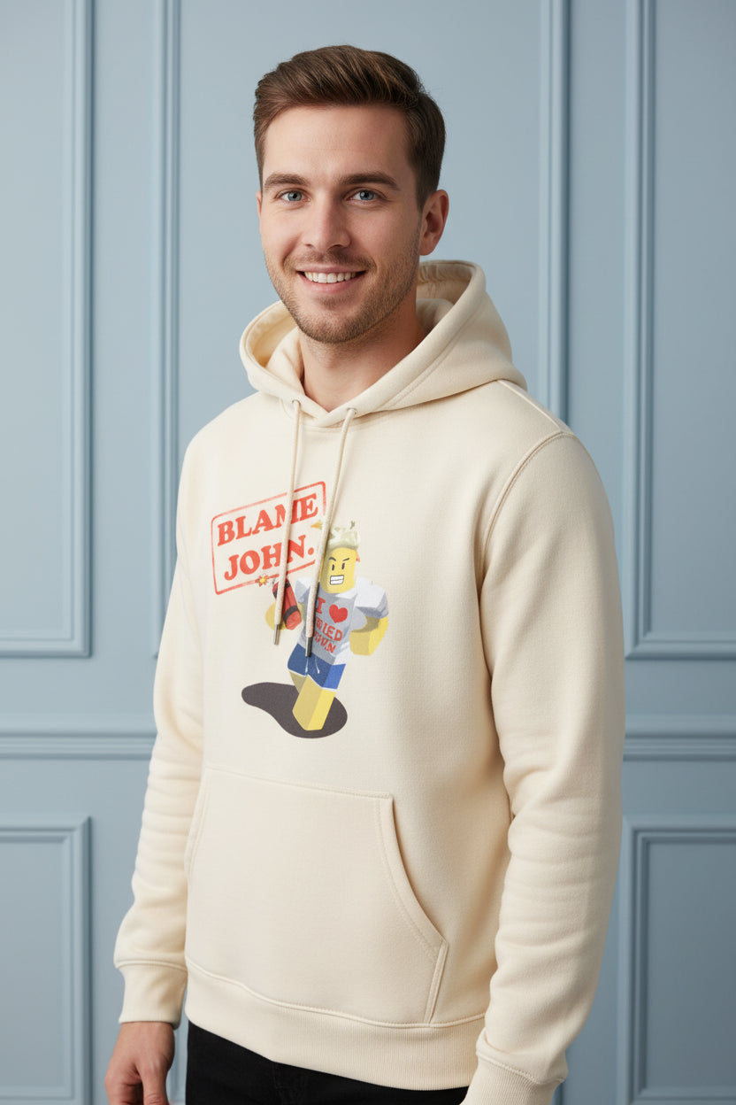 Men Blame John Graphic Hoodie