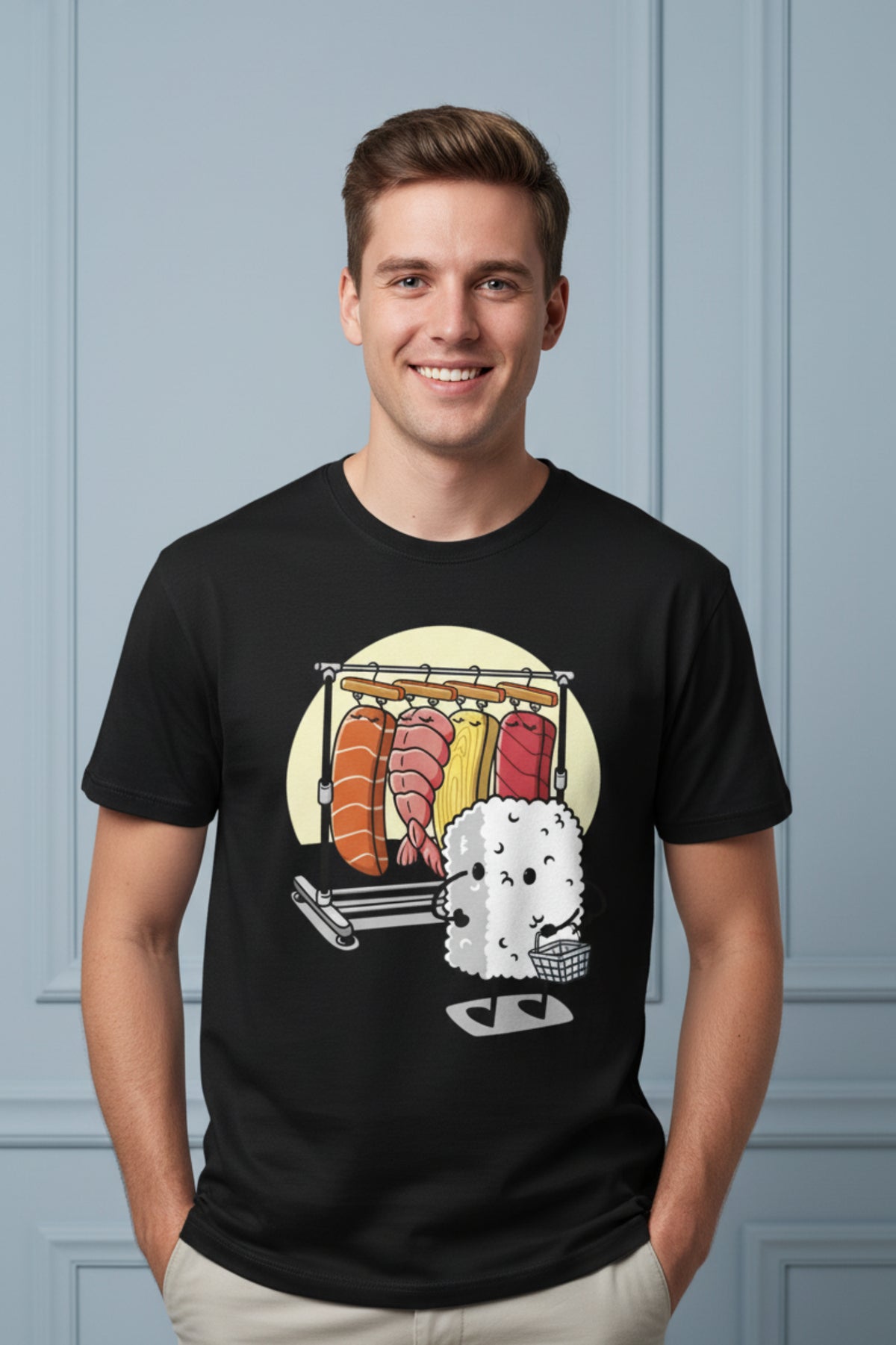 Men Funny Sushi Graphic T-Shirt