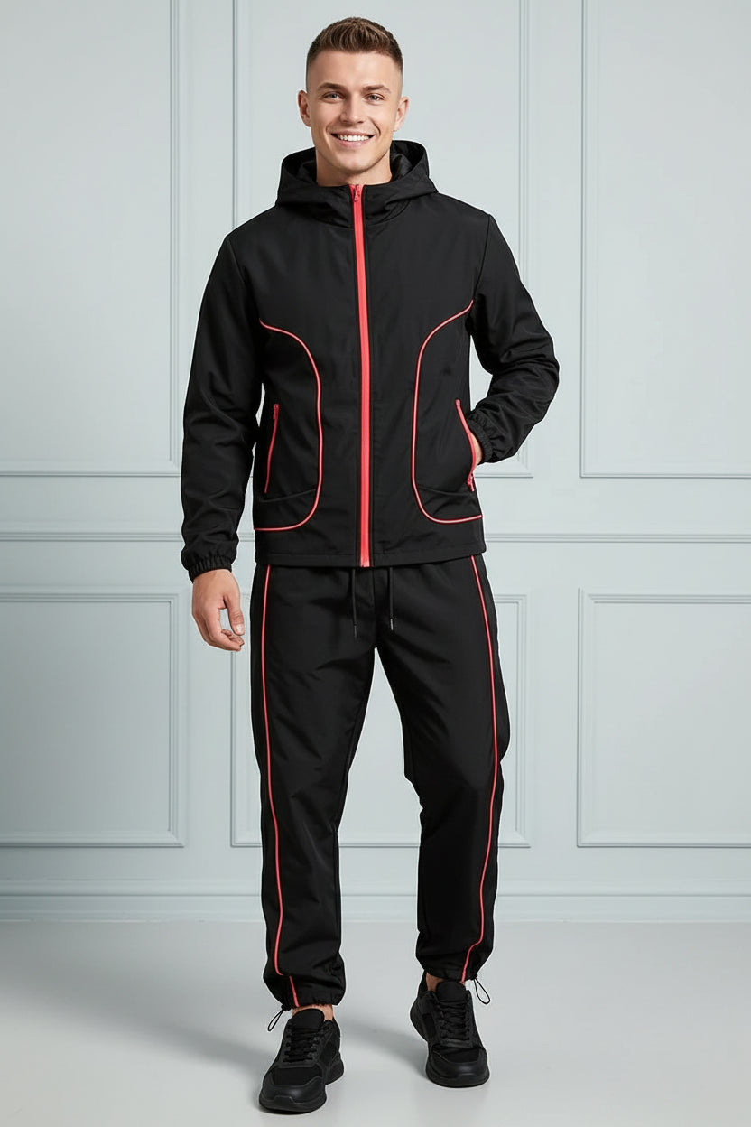 Men Hooded Windbreaker Jogger Tracksuit