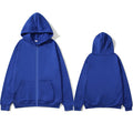 Oversized Unisex Hoodie, Solid Color Zip Up Jacket, Casual Street