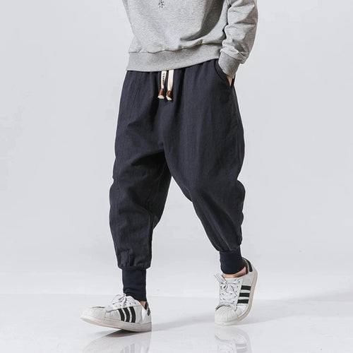 Men Cotton Linen Harem Joggers