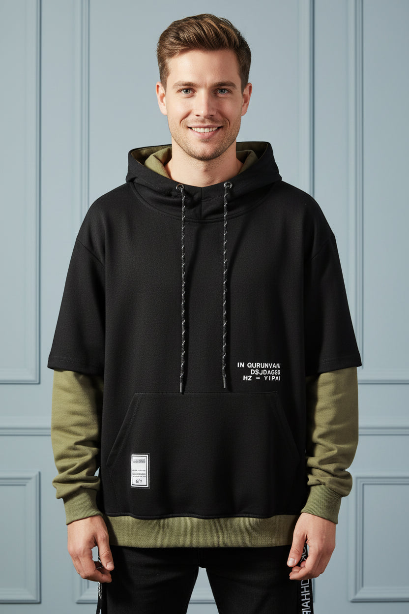 New Patchwork Hooded Sweatshirt Hip Hop Men Pullover Hoodies