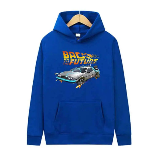 Retro DeLorean Car Print Hoodie for Men