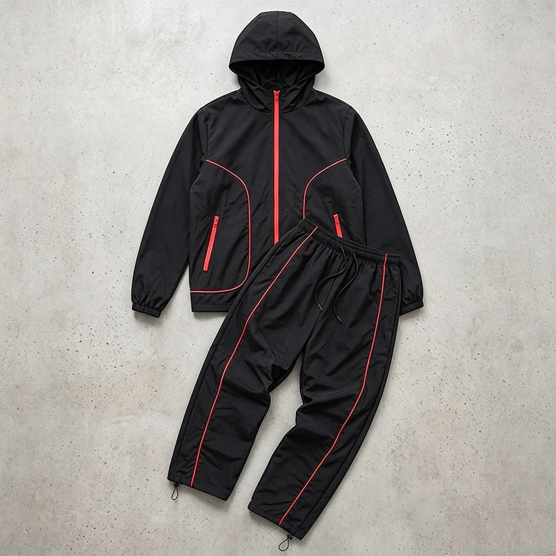Men Hooded Windbreaker Jogger Tracksuit