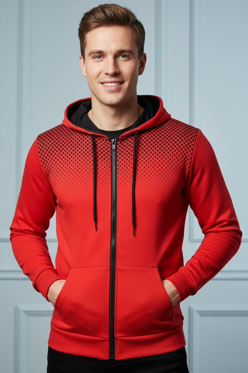 Men Casual Print Zip Up Hoodie