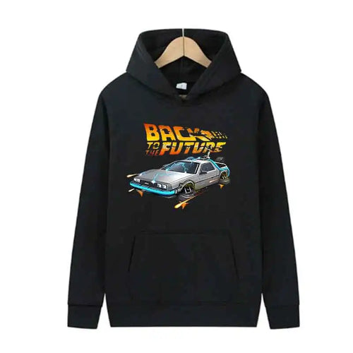 Retro DeLorean Car Print Hoodie for Men