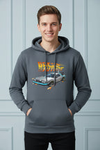 Retro DeLorean Car Print Hoodie for Men