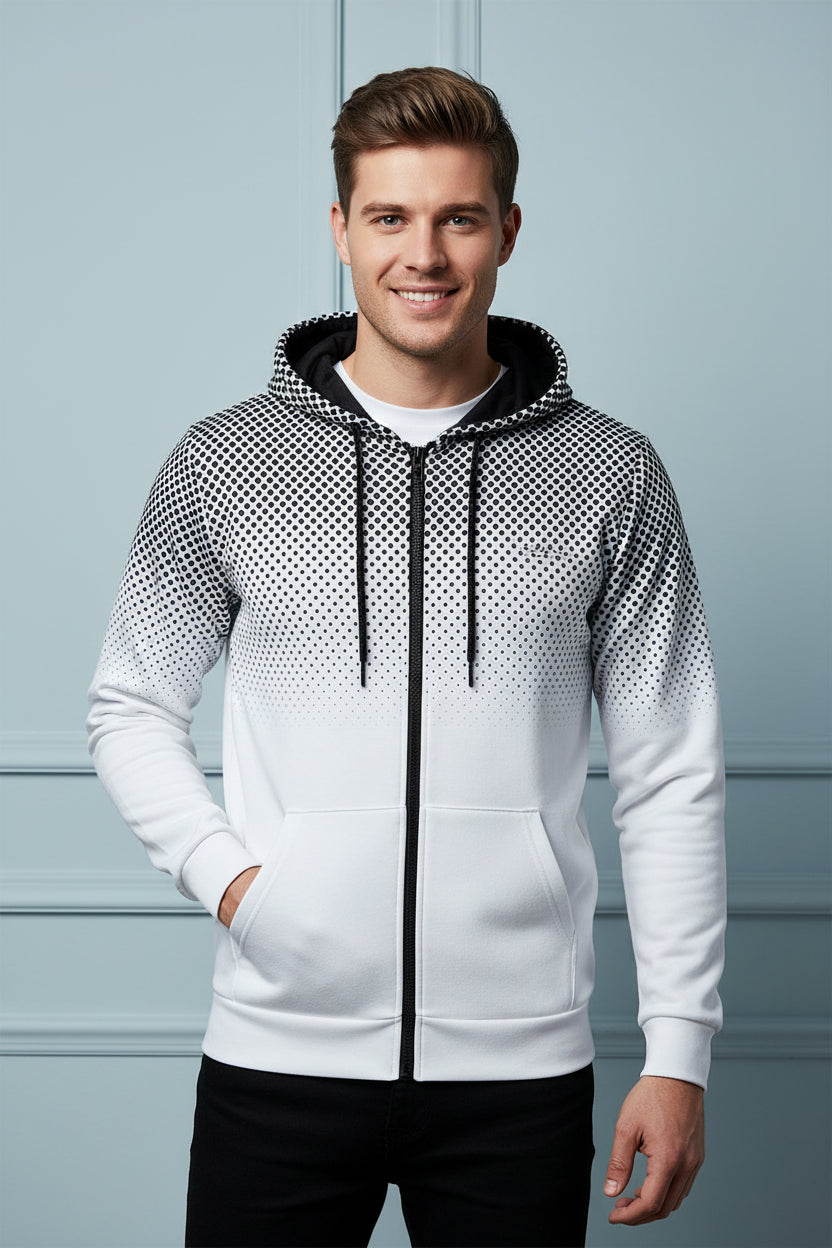 Men Casual Print Zip Up Hoodie
