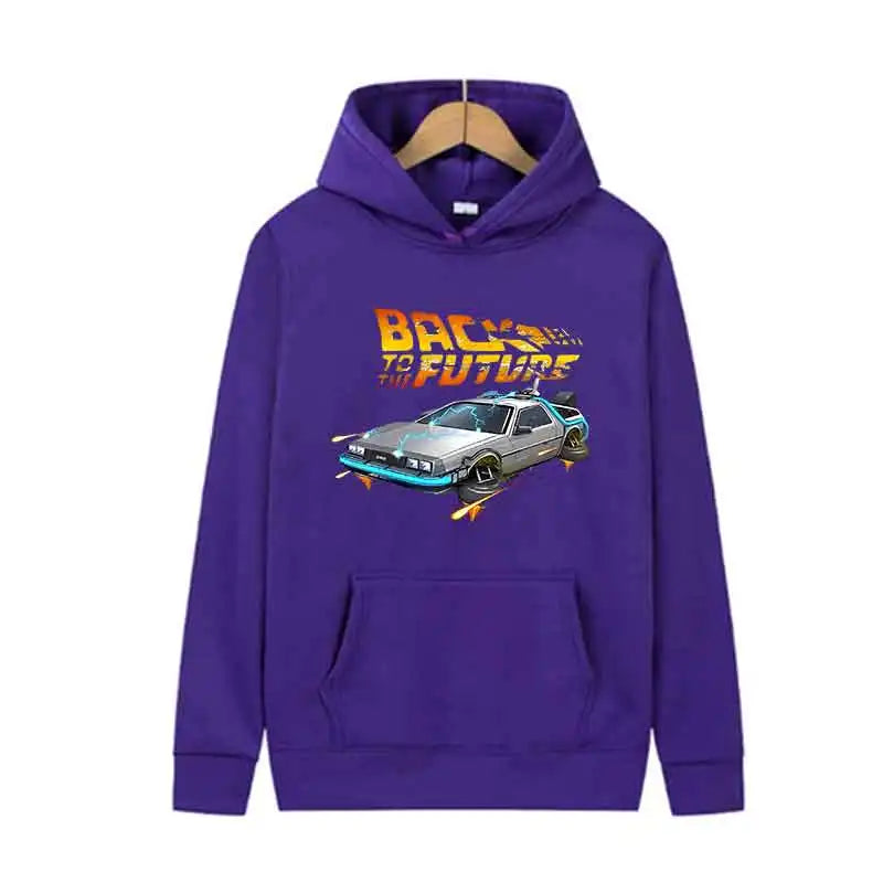 Retro DeLorean Car Print Hoodie for Men