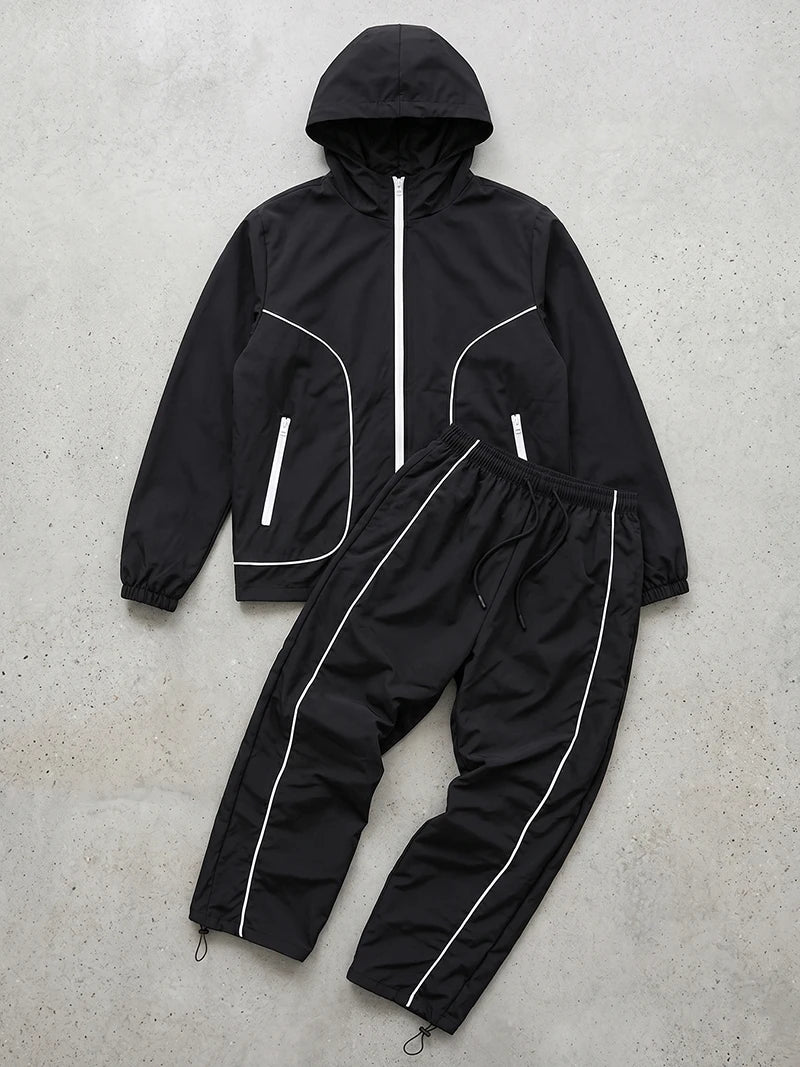 Men Hooded Windbreaker Jogger Tracksuit