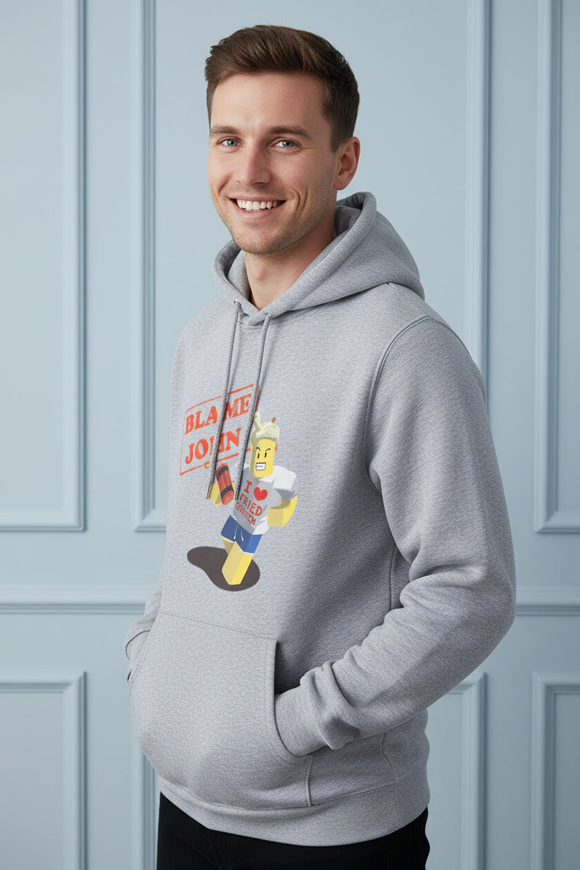 Men Blame John Graphic Hoodie