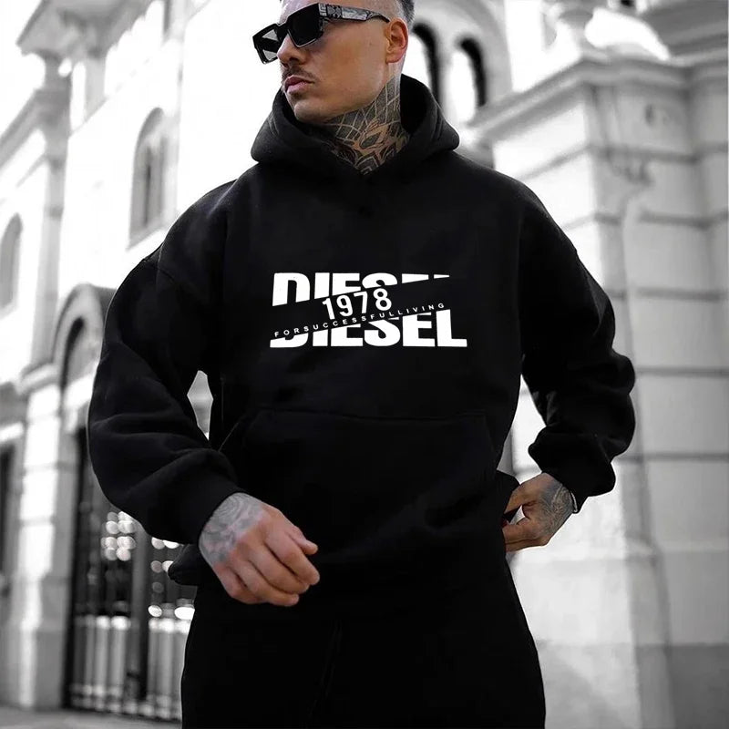 2025 Autumn/Winter Casual Printed Hoodie Classic Style Fashion Men's