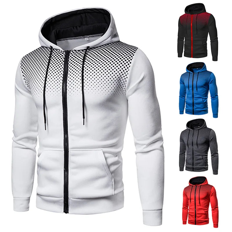 Men Casual Print Zip Up Hoodie