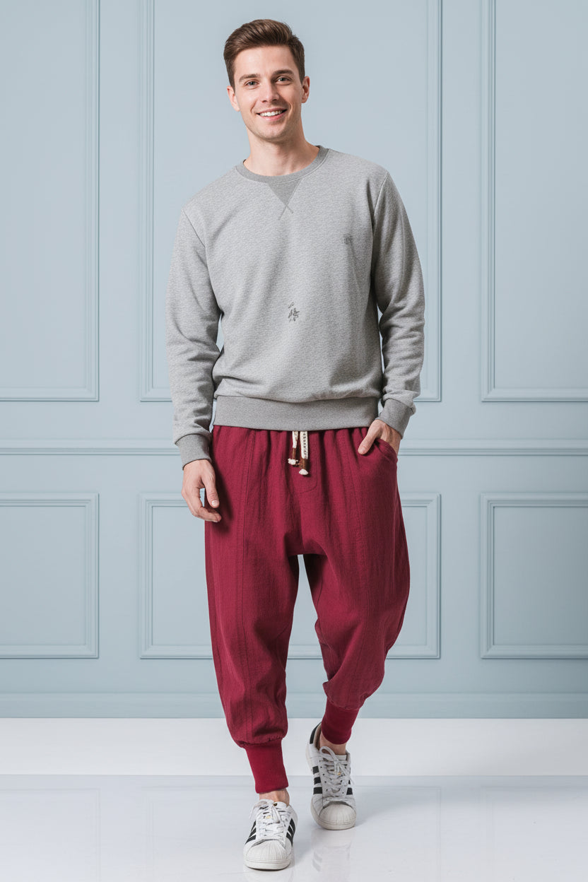 Men Cotton Linen Harem Joggers