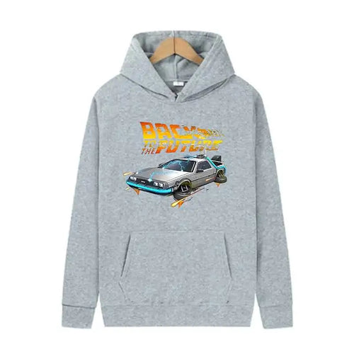 Retro DeLorean Car Print Hoodie for Men