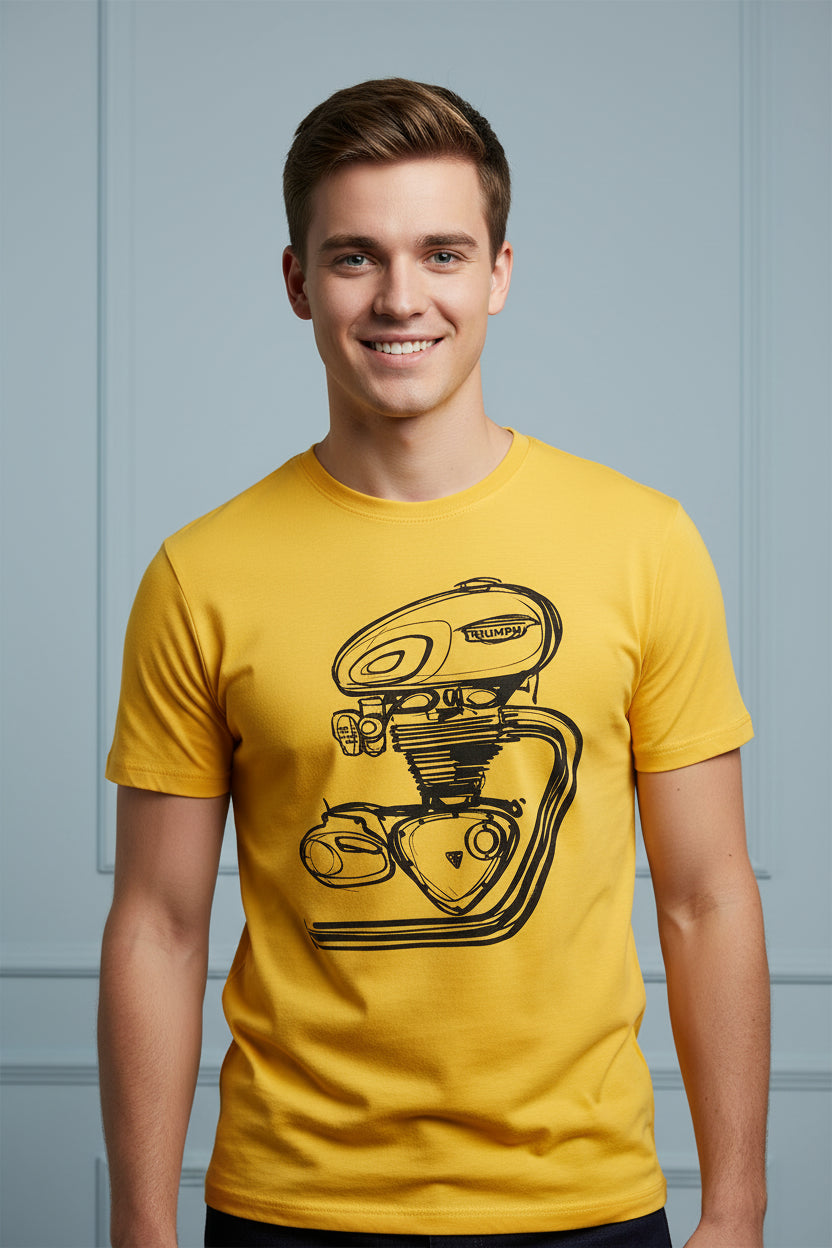 Retro Motorcycle Engine Graphic T-shirt