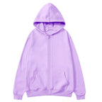 Oversized Unisex Hoodie, Solid Color Zip Up Jacket, Casual Street