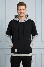 New Patchwork Hooded Sweatshirt Hip Hop Men Pullover Hoodies