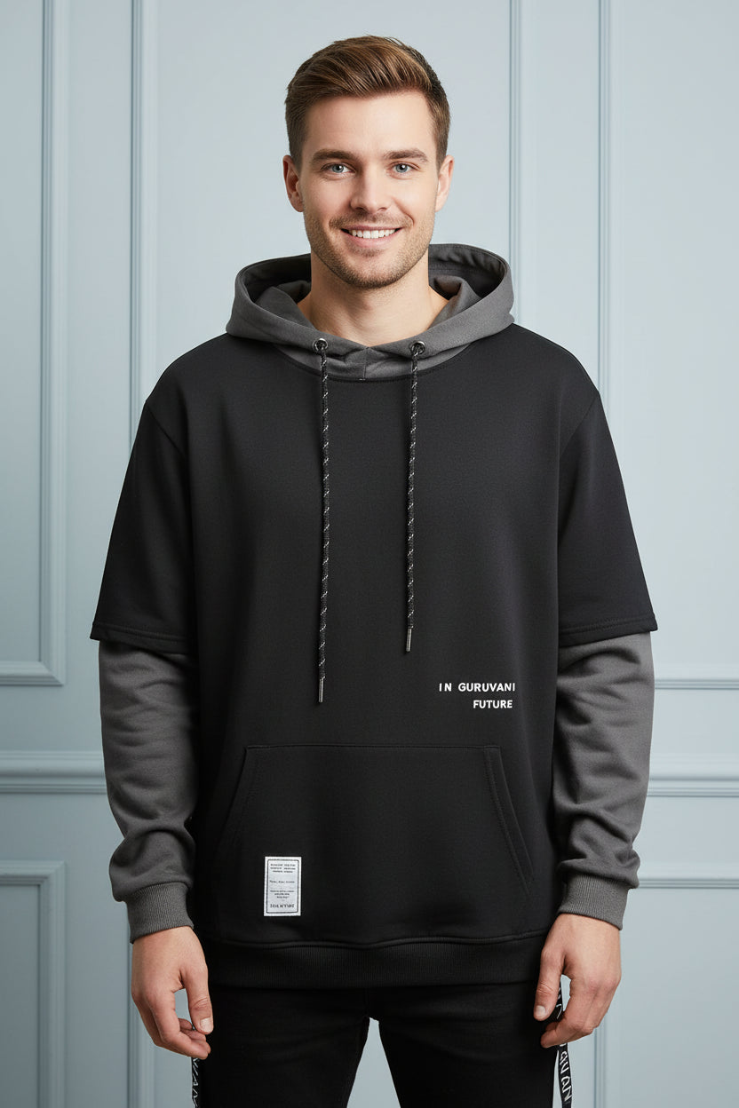 New Patchwork Hooded Sweatshirt Hip Hop Men Pullover Hoodies