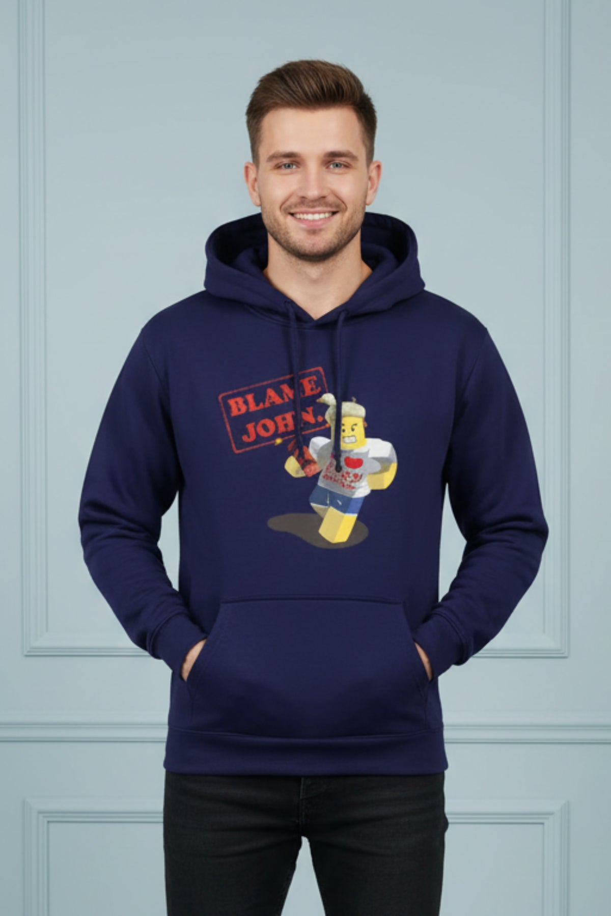 Men Blame John Graphic Hoodie