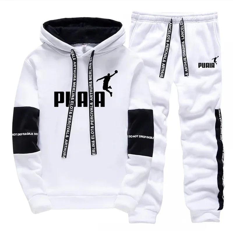Men Printed Hoodie Tracksuit Set