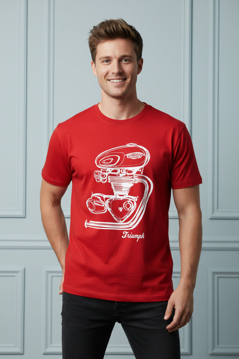 Retro Motorcycle Engine Graphic T-shirt