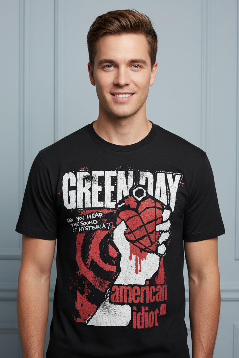 Men Green Day American Idiot T-shirt