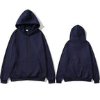 Oversized Men Solid Zip-Up Hoodie