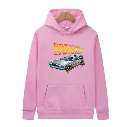 Retro DeLorean Car Print Hoodie for Men