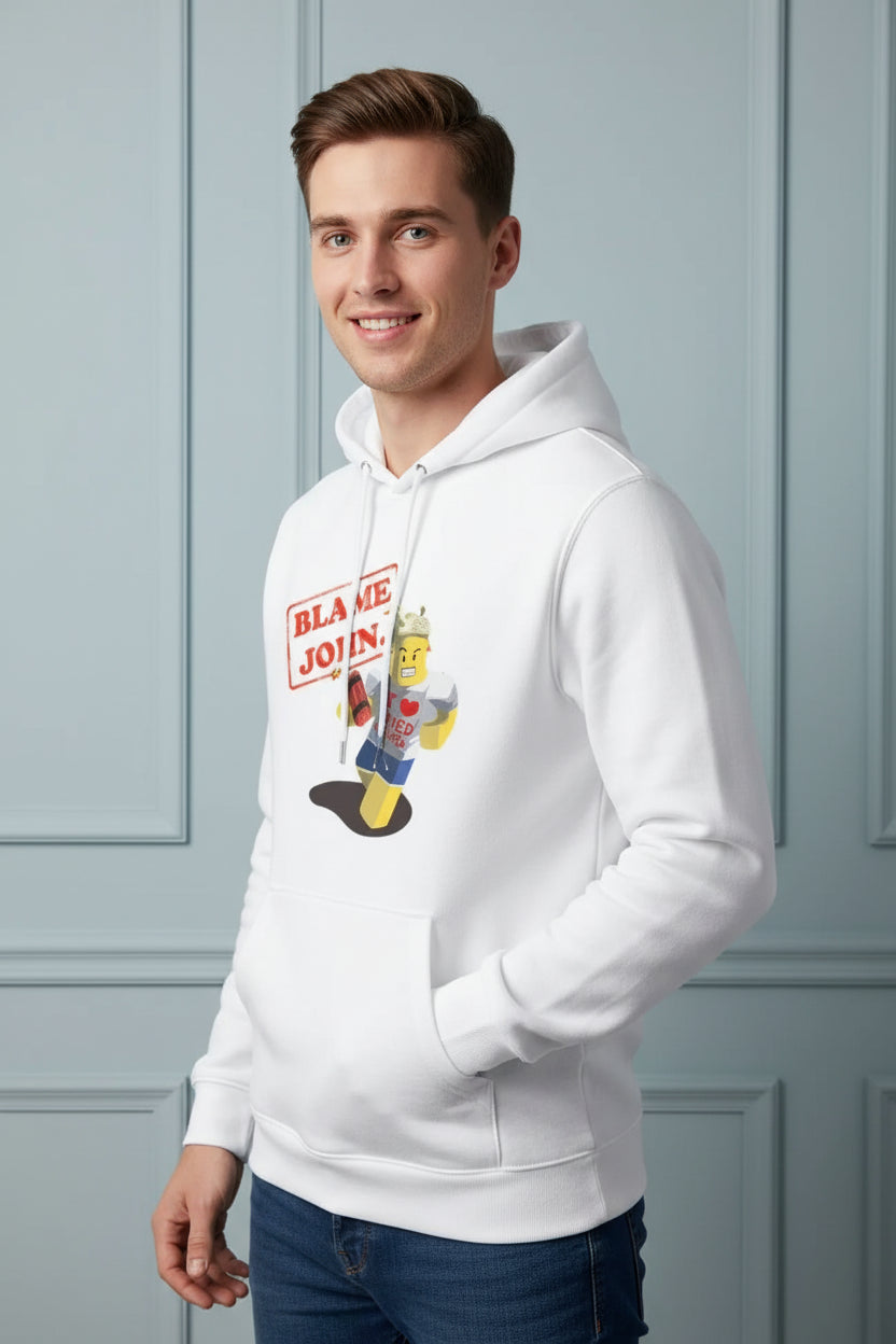Men Blame John Graphic Hoodie