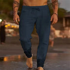 Men's Beach Pants Joggers Streetwear Cotton Linen Sweatpants Casual