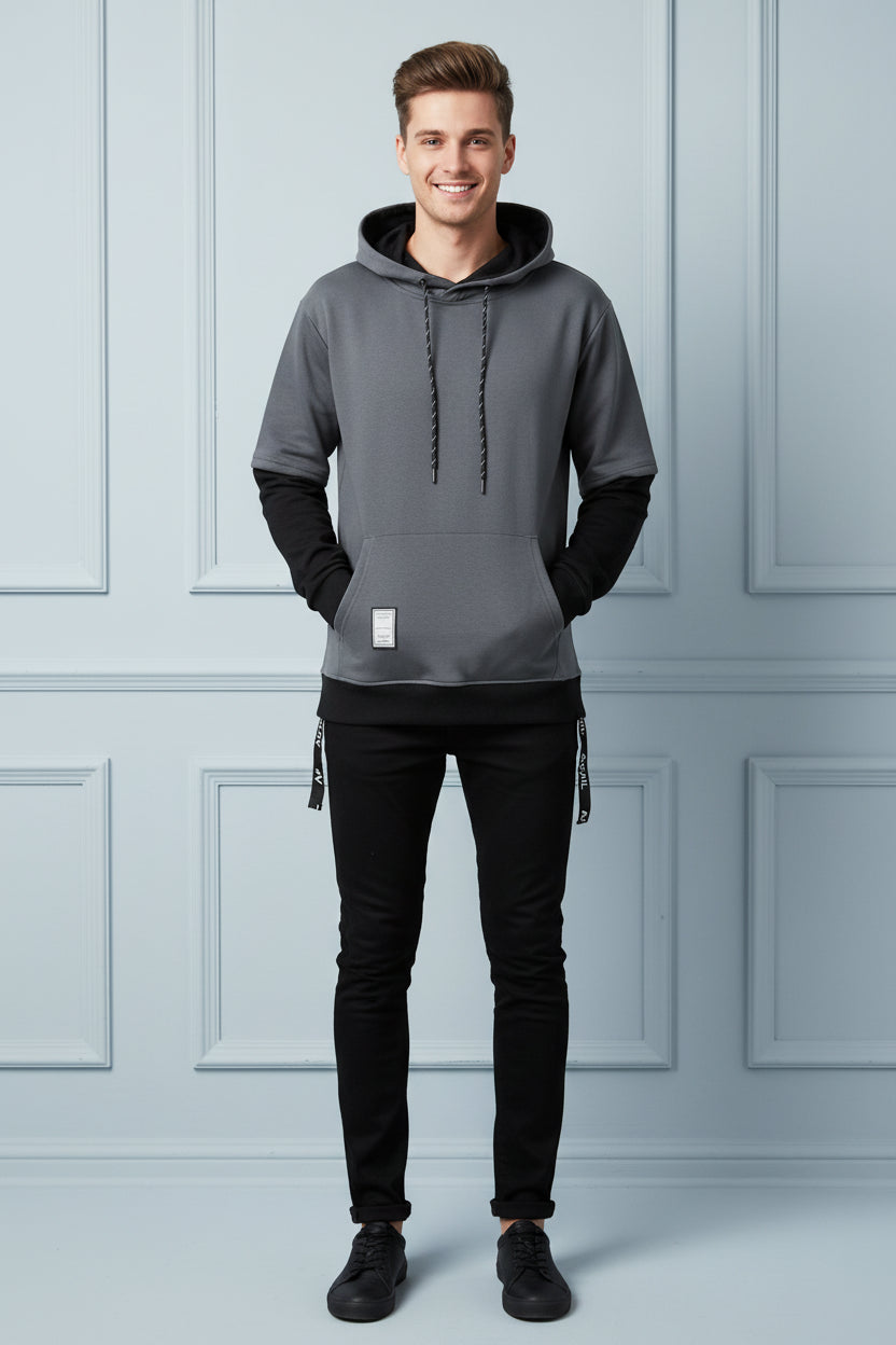 New Patchwork Hooded Sweatshirt Hip Hop Men Pullover Hoodies