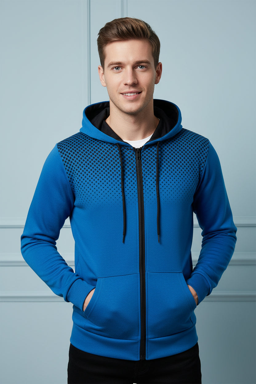 Men Casual Print Zip Up Hoodie