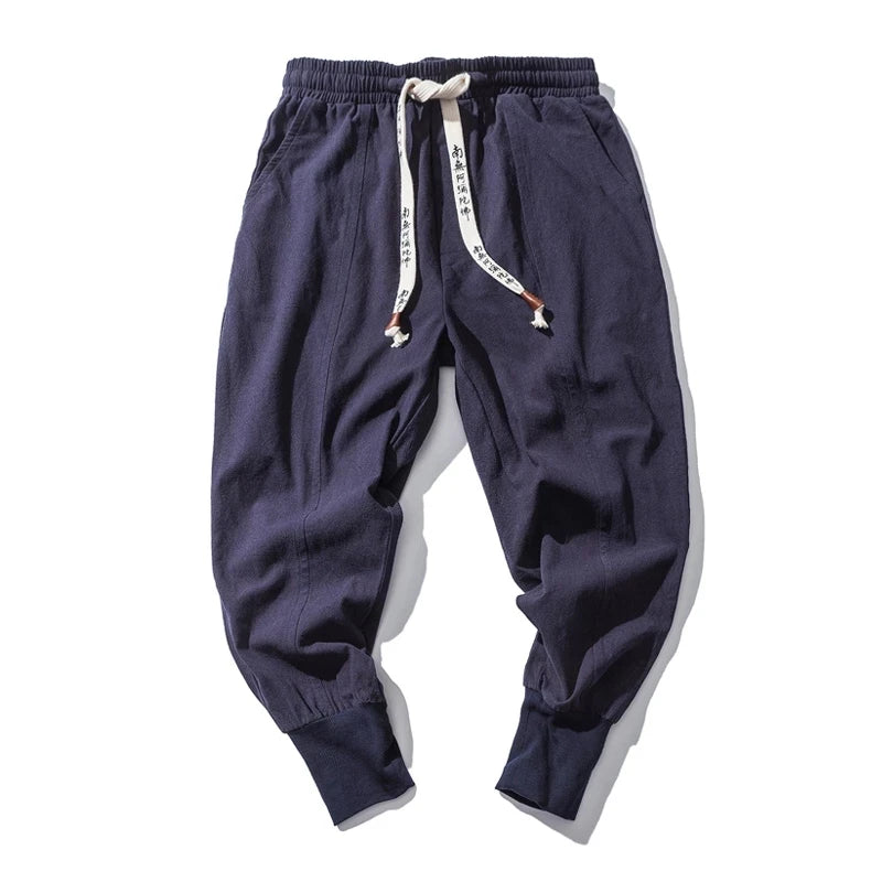 Men Cotton Linen Harem Joggers