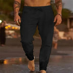 Men's Beach Pants Joggers Streetwear Cotton Linen Sweatpants Casual
