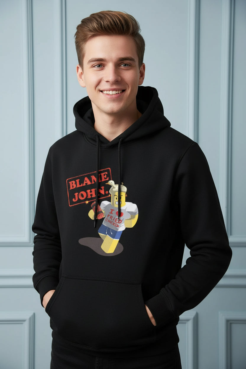 Men Blame John Graphic Hoodie