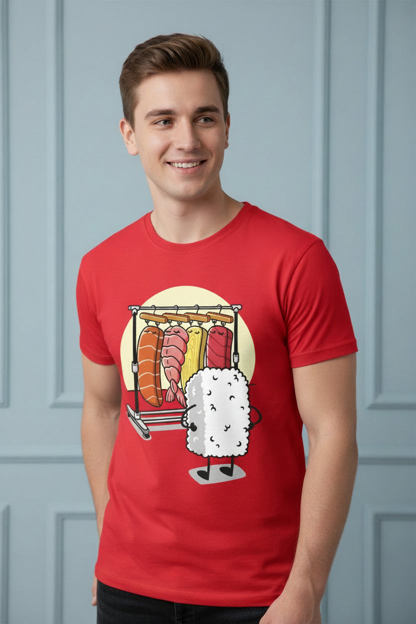 Men Funny Sushi Graphic T-Shirt
