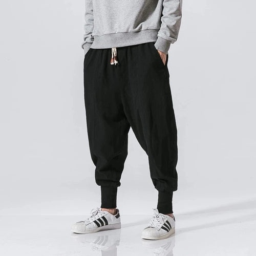 Men Cotton Linen Harem Joggers