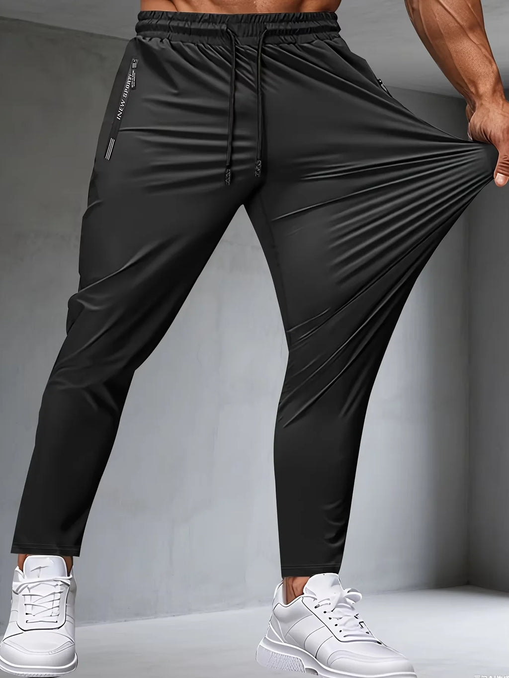 Men's Fitness Pants Zippered Pockets Stretch Sports Pants Running