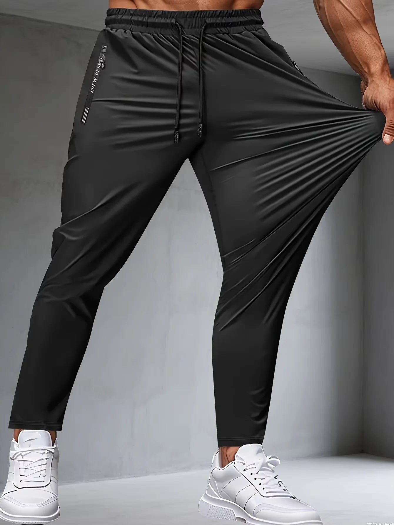 Men's Fitness Pants Zippered Pockets Stretch Sports Pants Running