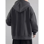 Male Clothes Black Solid Sweatshirt For Men Full Zip Up Hooded Hoodies