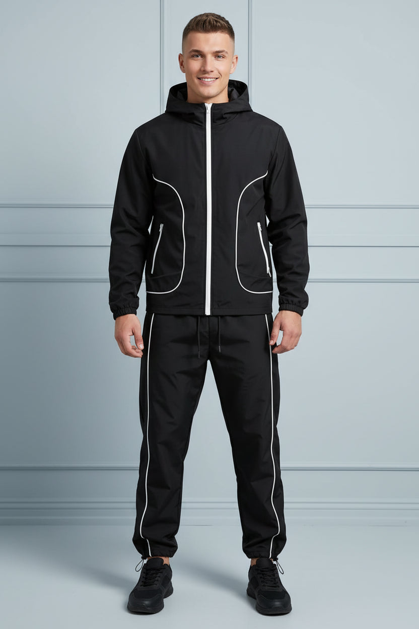 Men Hooded Windbreaker Jogger Tracksuit