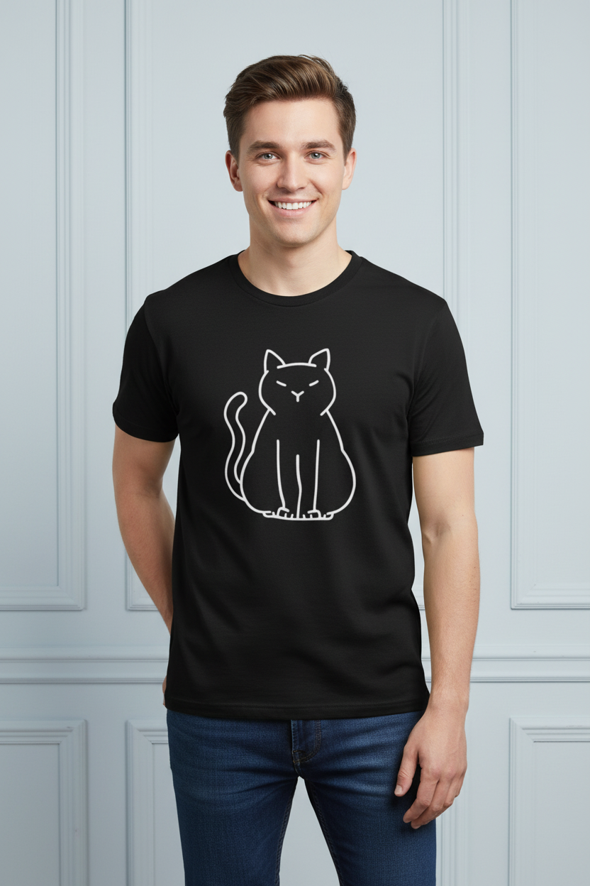 Black t-shirt with a graphic design of a skeleton with praying hands and floral crown on a white background