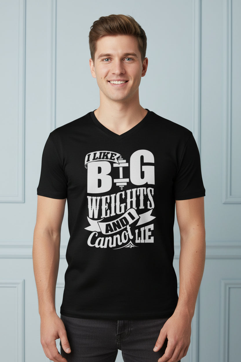 Person wearing a black t-shirt with white text on a white background