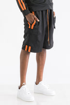 TWO STRIPE CARGO POCKET TRACK SHORTS SP300