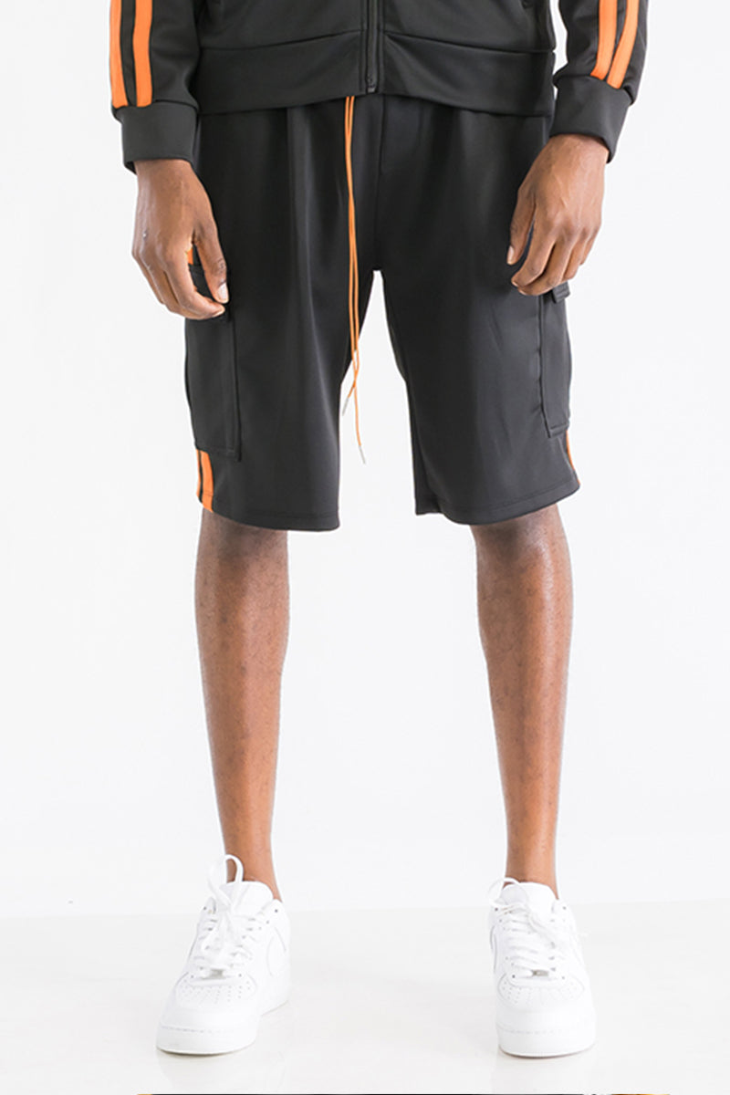 TWO STRIPE CARGO POCKET TRACK SHORTS SP300